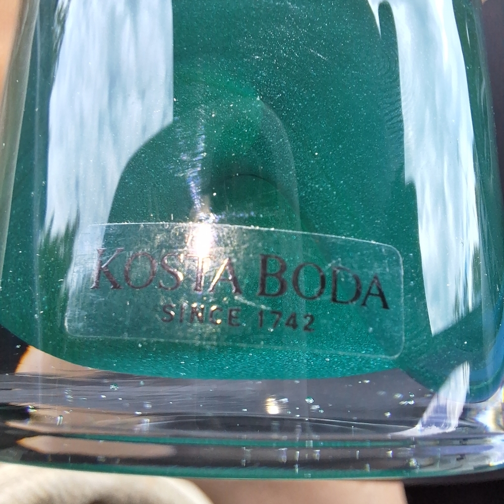 Hand Blown Art Glass Candle Stick Holder Teal Taper Candle artist made in Sweden - Picture 13 of 16